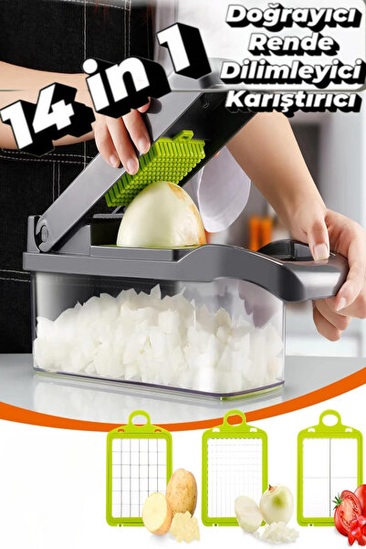 ESENLİWE 14 Parça Patates Sebze Küp Rende Doğrayıcı Dicer Mandolin Dilimleyici Jülyen Kesici Mutfak Chopper