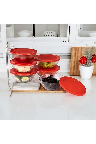 emdeco 6-Piece Breakfast Storage Container Glass Vacuum Lid Model