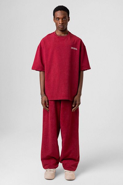 VAMOSCLO Washable Back Printed Oversize Tracksuit Suit Claret Red