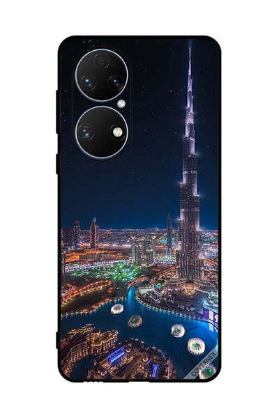 Covernex غطاء حماية لهاتف هواوي P50e منظر ليلي لوسط المدينة