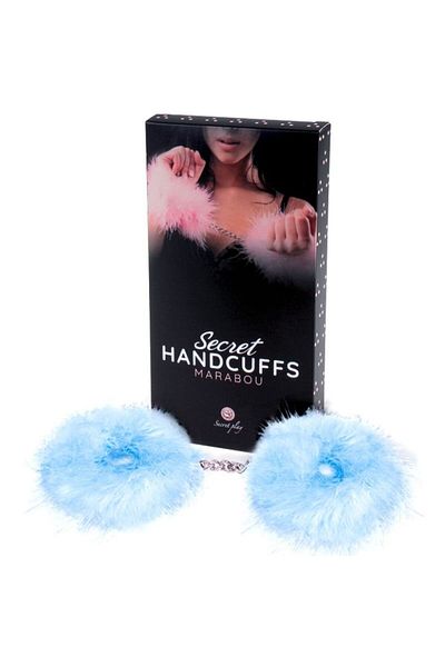 SECRET PLAY Marabou Chain and Feather Handcuffs, Blue Light Model