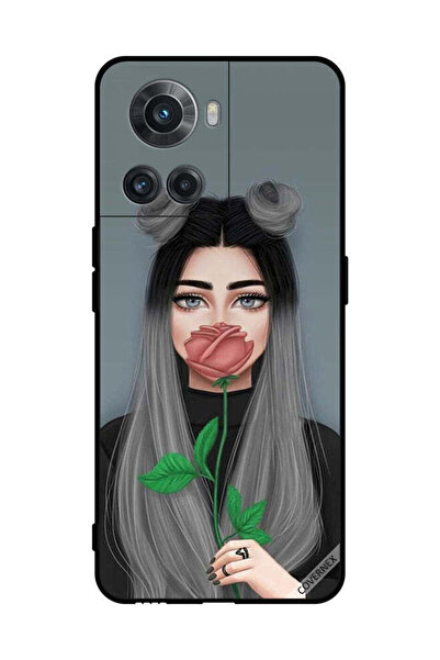 Covernex غطاء حماية لهاتف OnePlus 10R بتصميم فتاة لطيفة تخفي فمها على خلفية و...