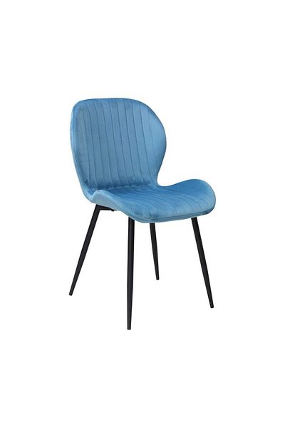 ARTA DOOR Set 4 Scaune Tapitate Opal Negru pentru Dining și Bucătărie, Picioare Metalice