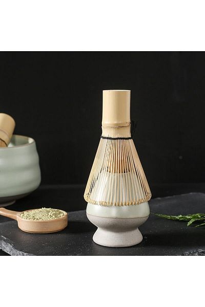 fulina 7PCS Matcha Set,Made of Food-Grade Ceramic Material & Bamboo,for Matcha Tea Lovers,Light Green