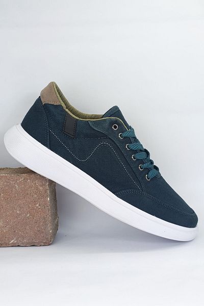 Ayakkabı Durağı Non-Yellow Sole Men's Linen Casual Shoes Petrol Green