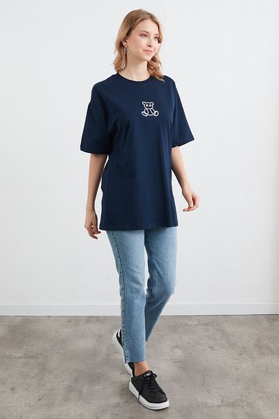 Fulla Moda Teddy Bear Printed Oversize T-Shirt