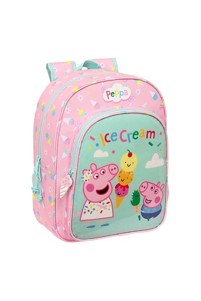 Peppa Pig Ghiozdan școlar roz-mentă cu înghețată, 26x34x11 cm