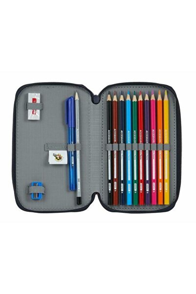 RFEF M854 Double Pencil Case, Red, 28 Pieces