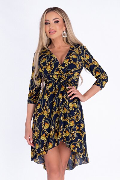 Atmosphere Fashion Rochie asimetrică cu imprimeu de lanț