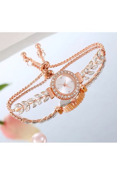 G Sport POLO New Fashion Zircon Stone Leaf Thin Strap Adjustable Elevator Bracelet Women's Wrist Watch