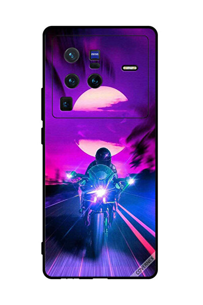 Covernex غطاء حماية لهاتف فيفو X80 برو - راكب الدراجة النارية يترك القمر خلفه