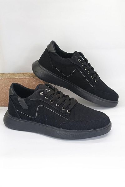 Ayakkabı Durağı Non-Yellowing Sole Men's Linen Casual Shoes Black