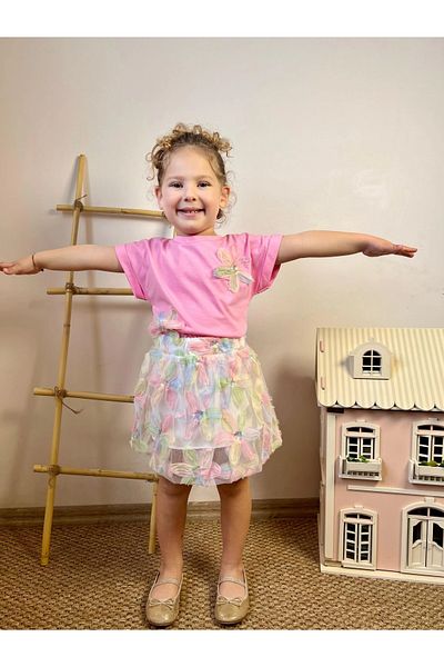 My Lusa baby wear Girl's Double Suit with Floral Skirt