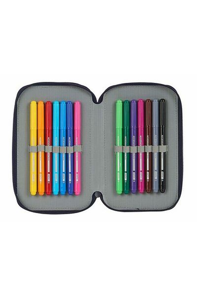RFEF M854 Double Pencil Case, Red, 28 Pieces