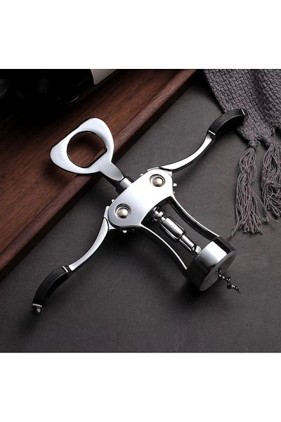 Yenigeldi Stainless Steel, Winged Corkscrew and Bottle Opener – 2 in 1