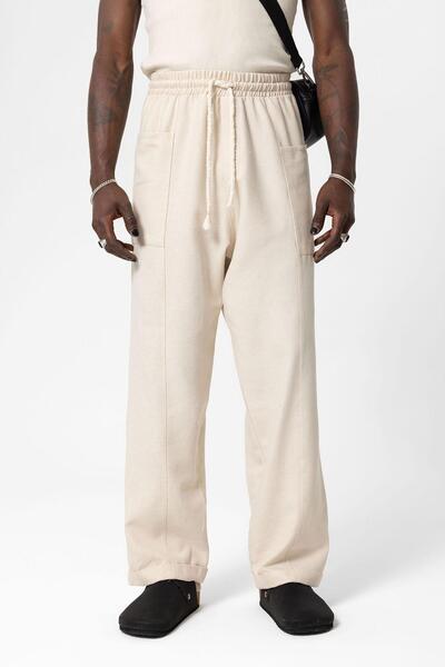 VAMOSCLO Yan Cepli Baggy Keten Pantolon Naturel