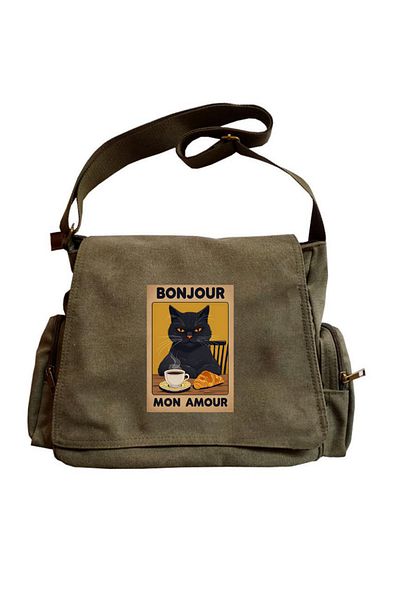 Toum Geantă unisex cu imprimeu Cute Cat Seriouse