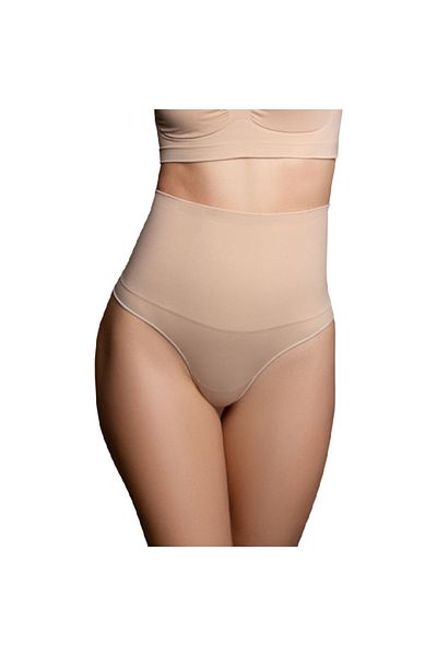 Bye Bra High Waist Shaping Thong, XXL Size, Beige