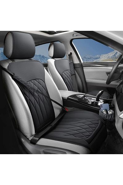 CED AUTO TRADE Set of 2 car seat covers with storage pocket and seat belt cushions, black
