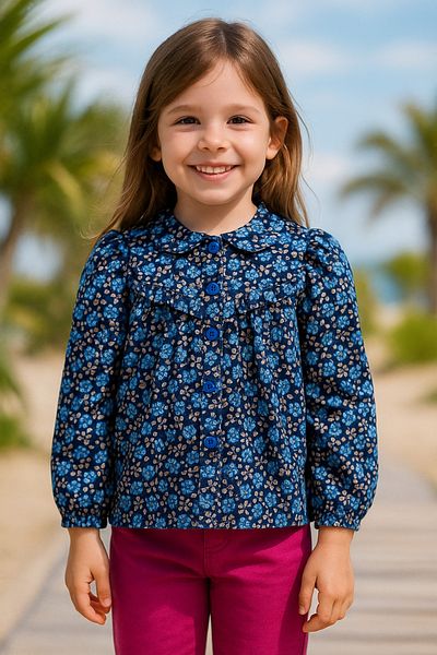 Hilal Akıncı Kids Girl's Floral Long Sleeve Shirt
