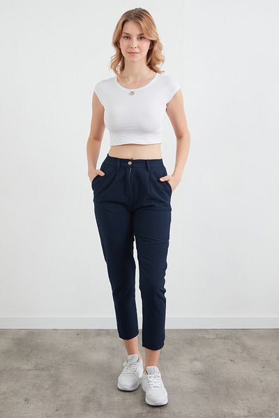 Fulla Moda Linen Trousers with Zipper Pockets