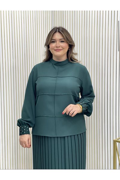 GK Set with Stone Embroidered Skirt with Sleeves