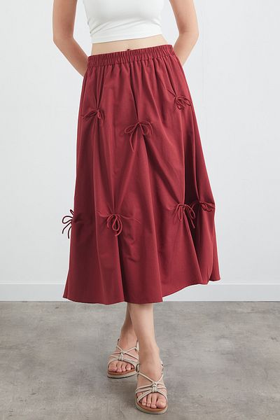 Fulla Moda Fusta din țesătură din terikoton cu talie elastică