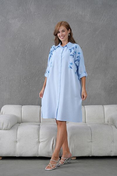 BURRASCA Oversize Linen Tunic with Embroidery