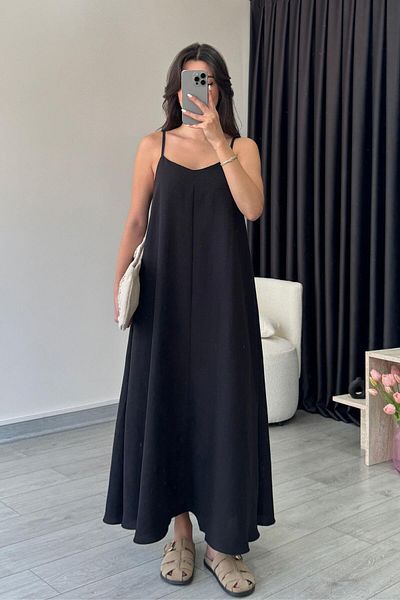 ECEMİ Aspen Black Basic Strap Dress