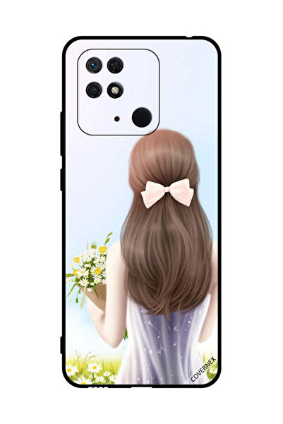 Covernex غطاء حماية لهاتف شاومي ريدمي 10 سي - فتاة جميلة تحمل الزهور