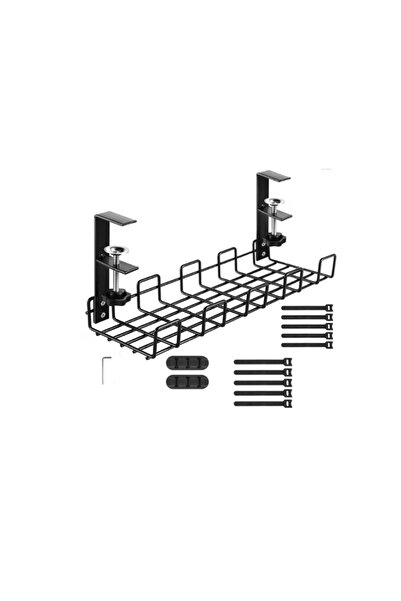 OEM Organizator metalic pentru cabluri, multifuncțional pentru birou, Negru