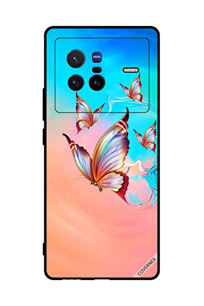Covernex غطاء حماية لهاتف فيفو X80 بطبعة فراشات تحلق فوق الطلاء