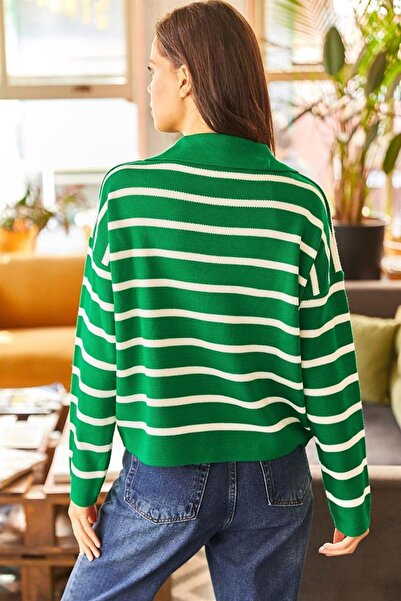 Marvine Γυναικεία πλεκτή μπλούζα με ριγέ λαιμόκοψη πόλο