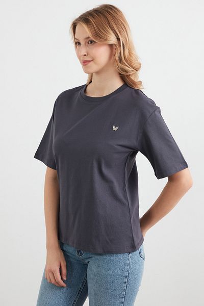 Fulla Moda Crew Neck T-Shirt with Butterfly Accessories