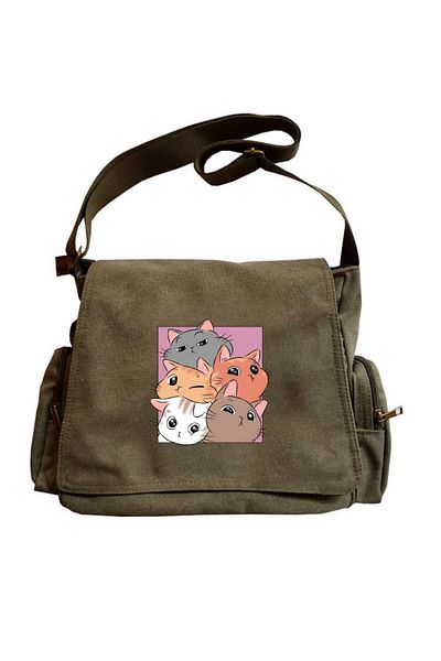 Toum Cute Cat Seriouse Printed Unisex Messenger Bag