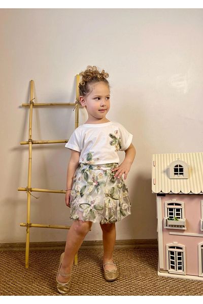 My Lusa baby wear Girl's Double Suit with Floral Skirt