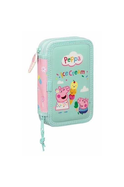 Peppa Pig Double Pencil Case Peppa Pig, Ice Cream Design, Pink/Mint, 12.5 x 19.5 x 4 cm