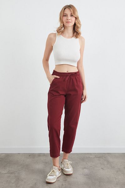 Fulla Moda High Waist Elastic Waist Trousers