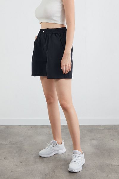 Fulla Moda Basic Elastic Waist Parachute Fabric Shorts