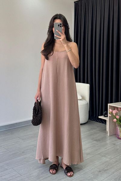 ECEMİ Aspen Beige Basic Strap Dress