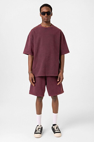 VAMOSCLO Βασικό Σετ Σορτς oversized Πλένεται Μπορντό