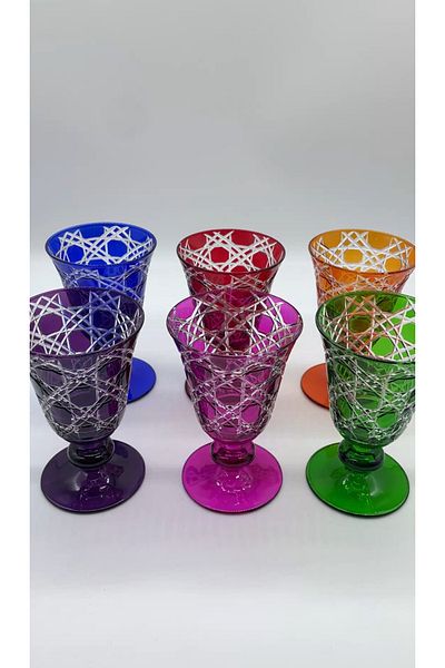 CS Home Design Set of 6 Straw Pattern Coffee Side Glasses