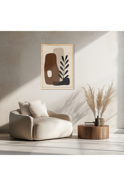 alphobitasarım Tekli kahverengi, çerçeveli, MDF bohem tablo