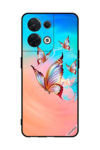 Covernex غطاء حماية لهاتف Oppo Reno8 بطبعة فراشات تحلق فوق الطلاء