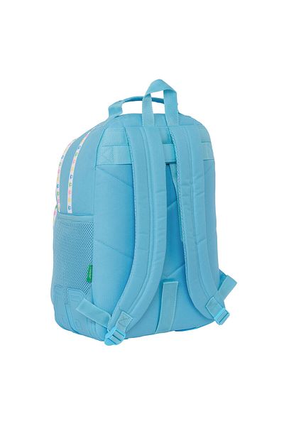 Benetton Ghiozdan școlar albastru deschis de primăvară 32 x 42 x 15 cm