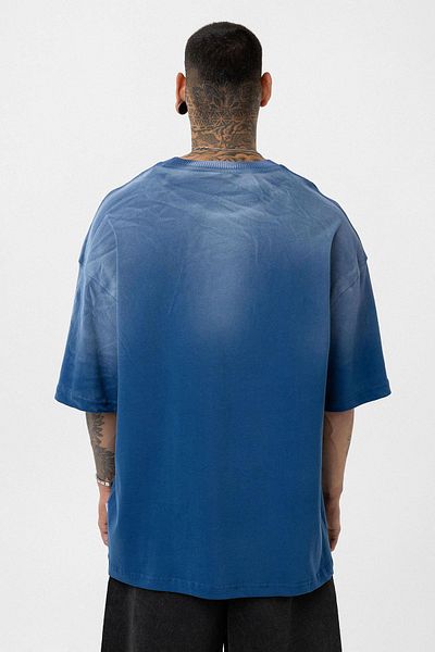 VAMOSCLO Washed Oversize T-Shirt with Writing Detail Indigo