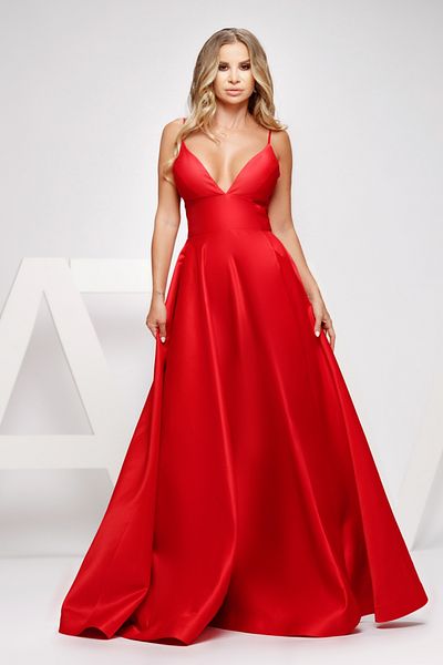 Atmosphere Fashion Long red taffeta dress