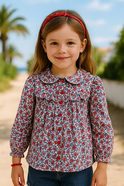 Hilal Akıncı Kids Girl's floral long sleeve shirt