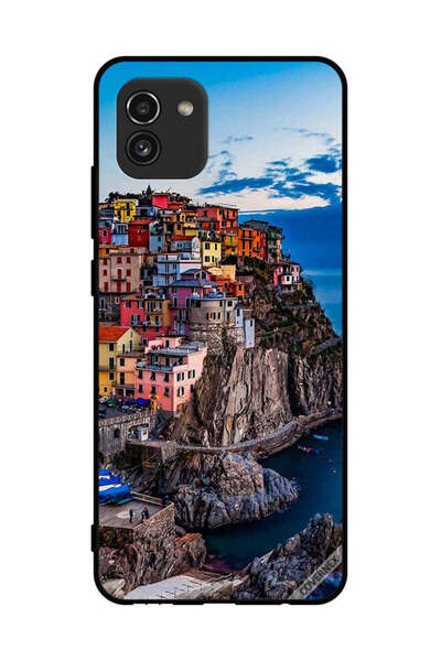 Covernex غطاء حماية لهاتف سامسونج جالاكسي A03 - منازل ملونة على البحر