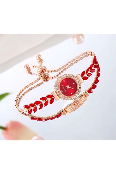 G Sport POLO New Fashion Zircon Stone Leaf Thin Strap Adjustable Elevator Bracelet Women's Wrist Watch
